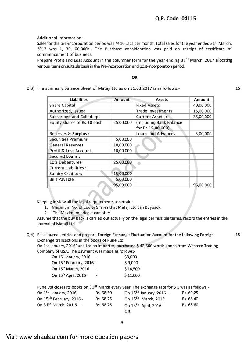 Financial Accounting (Financial Accounting and Auditing 8) 2017-2018 - B.Com. - Semester 6 (TYBcom) - University of Mumbai question paper with PDF download