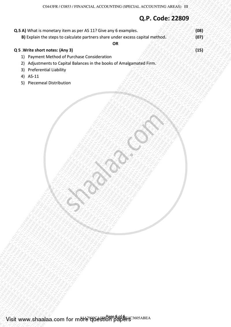 Financial Accounting Paper– 3 (Special Accounting Areas) 2017-2018 - B.Com. - Semester 3 (SYBAF) - University of Mumbai question paper with PDF download