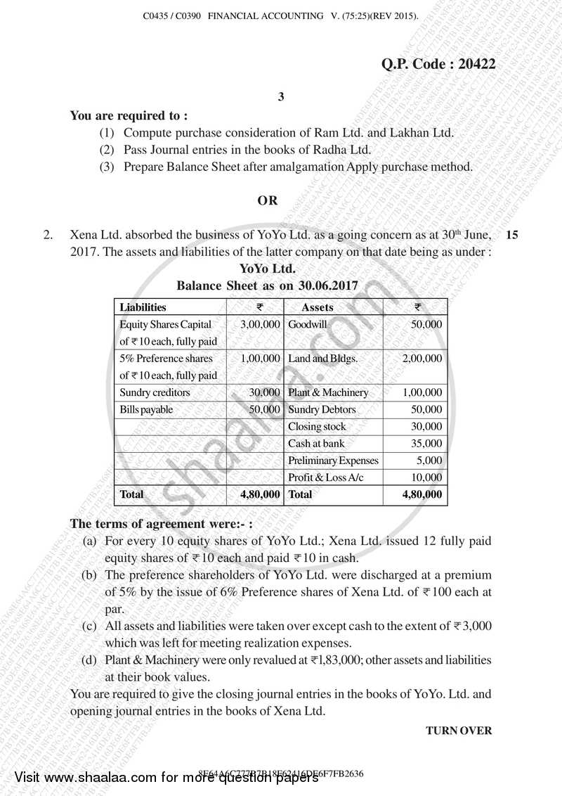 Financial Accounting Paper 5 2017-2018 - B.Com. - Semester 5 (TYBAF) - University of Mumbai question paper with PDF download