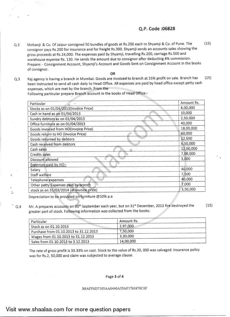 Financial Accounting-Special Accounting Areas 2 2016-2017 - B.Com. - Semester 2 (FYBAF) - University of Mumbai question paper with PDF download