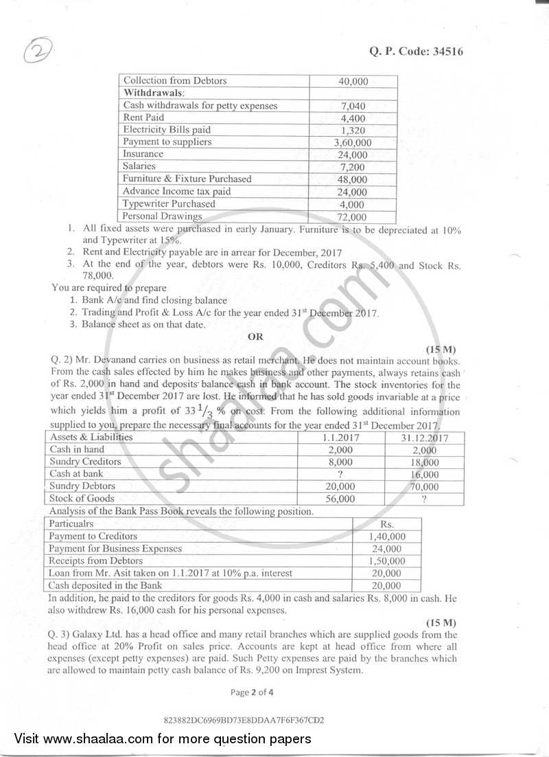 Financial Accounting-Special Accounting Areas 2 2017-2018 - B.Com. - Semester 2 (FYBAF) - University of Mumbai question paper with PDF download