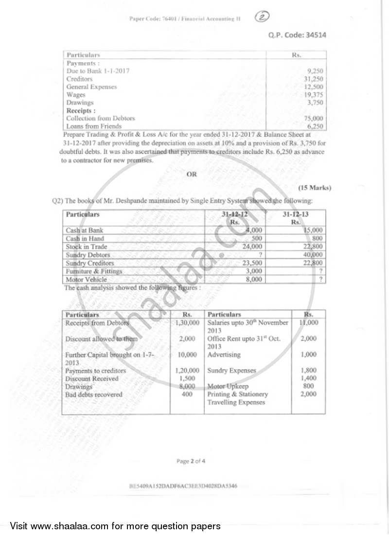 Financial Accounting-Special Accounting Areas 2 2018-2019 - B.Com. - Semester 2 (FYBAF) - University of Mumbai question paper with PDF download