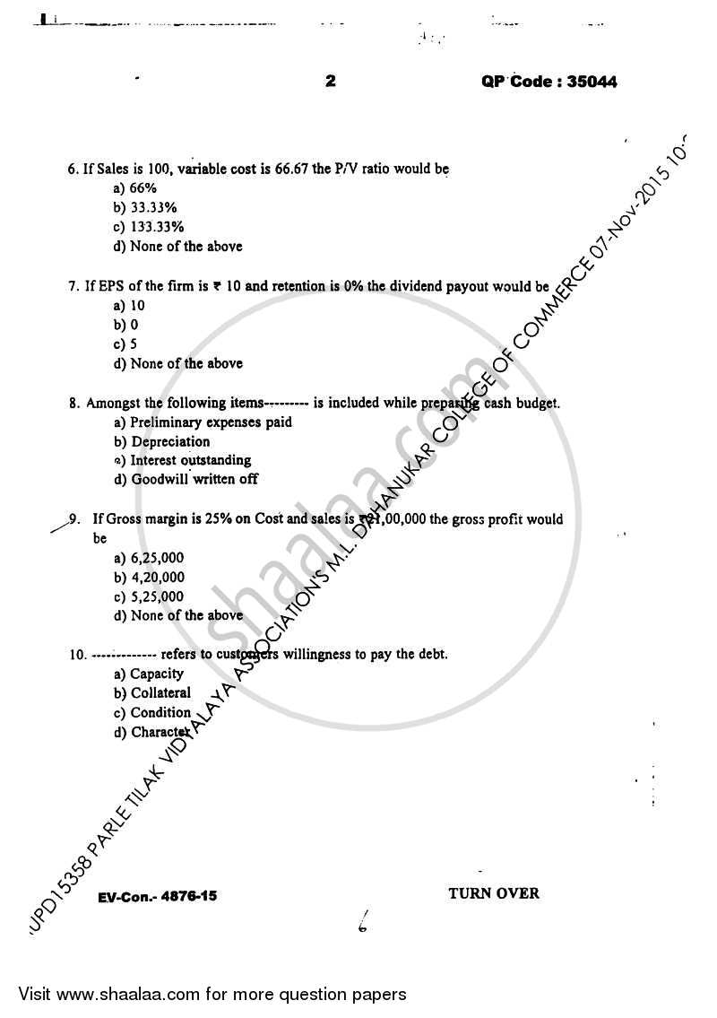 Financial Management 2 2015-2016 - B.Com. - Semester 5 (TYBAF) - University of Mumbai question paper with PDF download