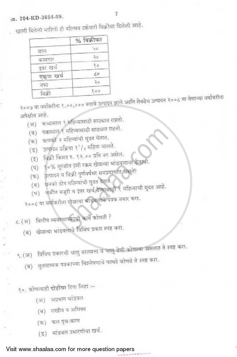 Financial Management 2008-2009 - B.Com. - 3rd Year (TYBcom) - University of Mumbai question paper with PDF download