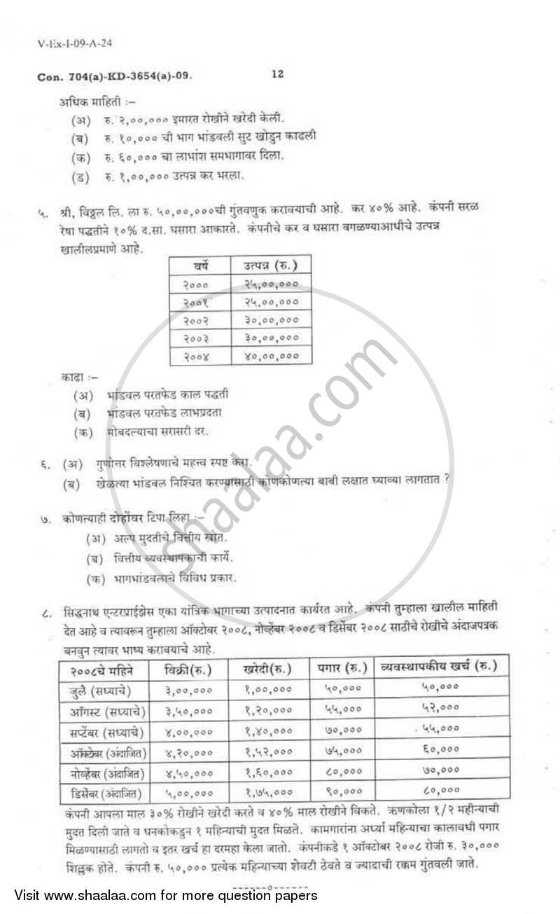 Financial Management 2008-2009 - B.Com. - 3rd Year (TYBcom) - University of Mumbai question paper with PDF download