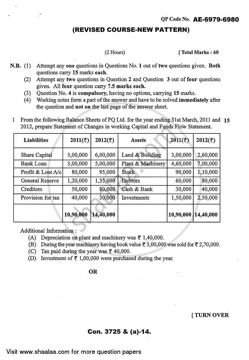 Financial Management 2013-2014 - B.Com. - 3rd Year (TYBcom) - University of Mumbai question paper with PDF download