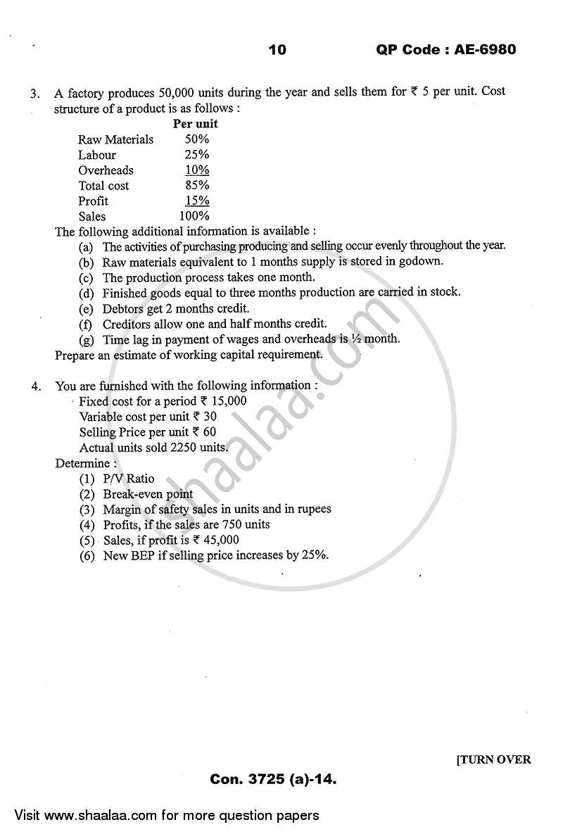 Financial Management 2013-2014 - B.Com. - 3rd Year (TYBcom) - University of Mumbai question paper with PDF download