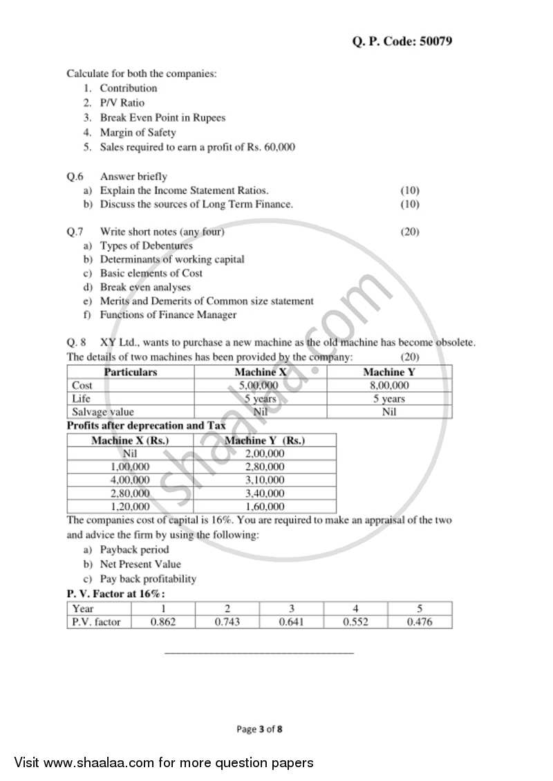 Financial Management 2017-2018 - B.Com. - 3rd Year (TYBcom) - University of Mumbai question paper with PDF download