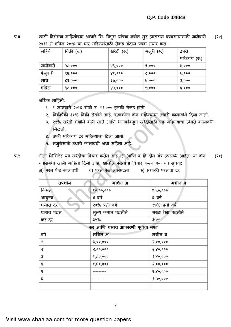 Financial Management 2017-2018 - B.Com. - 3rd Year (TYBcom) - University of Mumbai question paper with PDF download