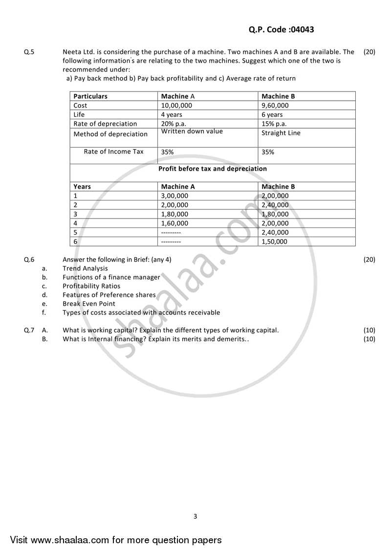 Financial Management 2017-2018 - B.Com. - 3rd Year (TYBcom) - University of Mumbai question paper with PDF download