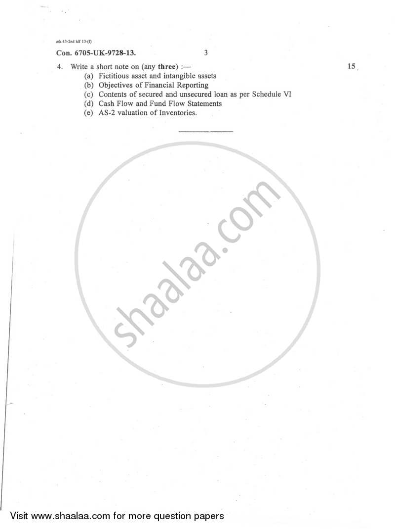 Financial Reporting and Analysis 2013-2014 - B.Com. - Semester 5 (TYBBI) - University of Mumbai question paper with PDF download