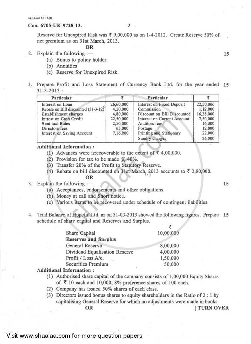 Financial Reporting and Analysis 2013-2014 - B.Com. - Semester 5 (TYBBI) - University of Mumbai question paper with PDF download