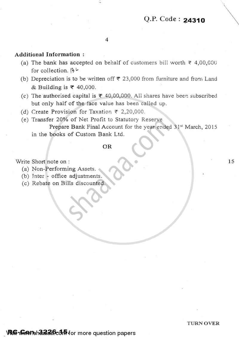 Financial Reporting and Analysis 2015-2016 - B.Com. - Semester 5 (TYBBI) - University of Mumbai question paper with PDF download