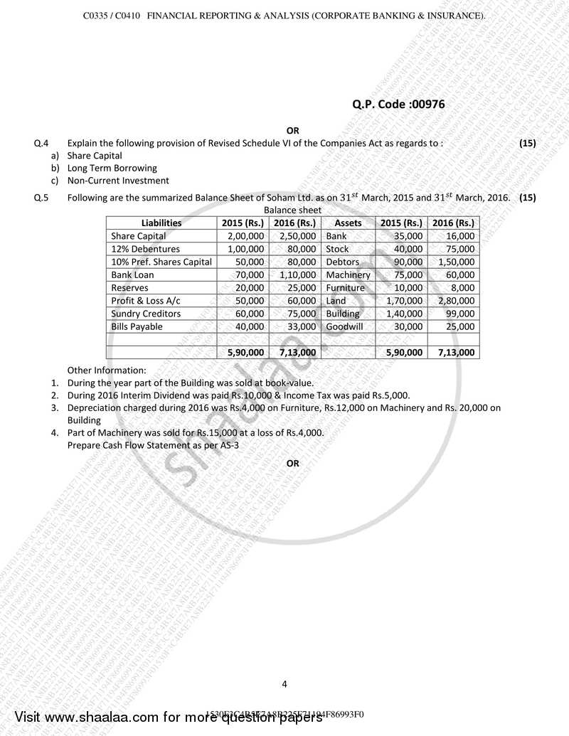 Financial Reporting and Analysis 2017-2018 - B.Com. - Semester 5 (TYBBI) - University of Mumbai question paper with PDF download