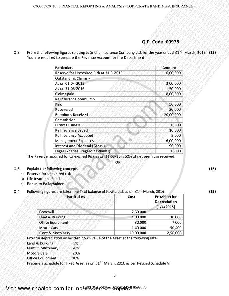 Financial Reporting and Analysis 2017-2018 - B.Com. - Semester 5 (TYBBI) - University of Mumbai question paper with PDF download