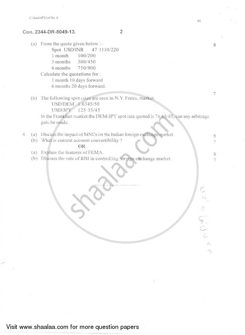 Foreign Exchange Markets 2013-2014 - B.Com. - Semester 5 (TYBFM) - University of Mumbai question paper with PDF download