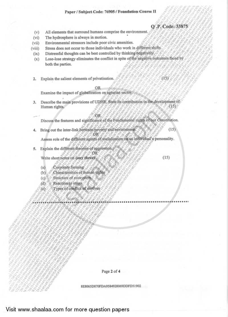 Foundation Course - 2 2018-2019 - B.Com. - Semester 2 (FYBAF) - University of Mumbai question paper with PDF download