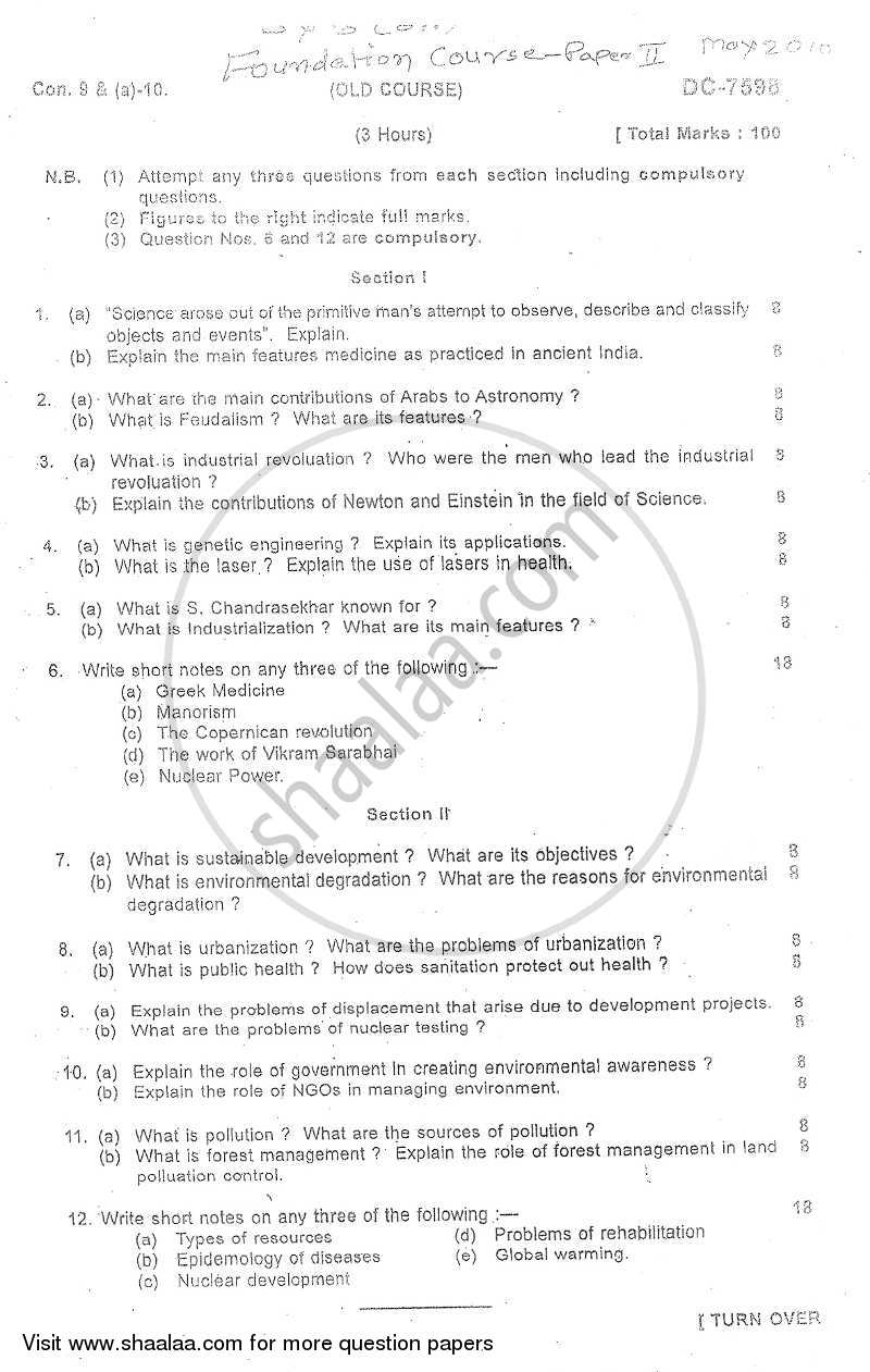 Foundation Course 2 2009-2010 - B.Com. - 2nd Year (SYBcom) - University of Mumbai question paper with PDF download