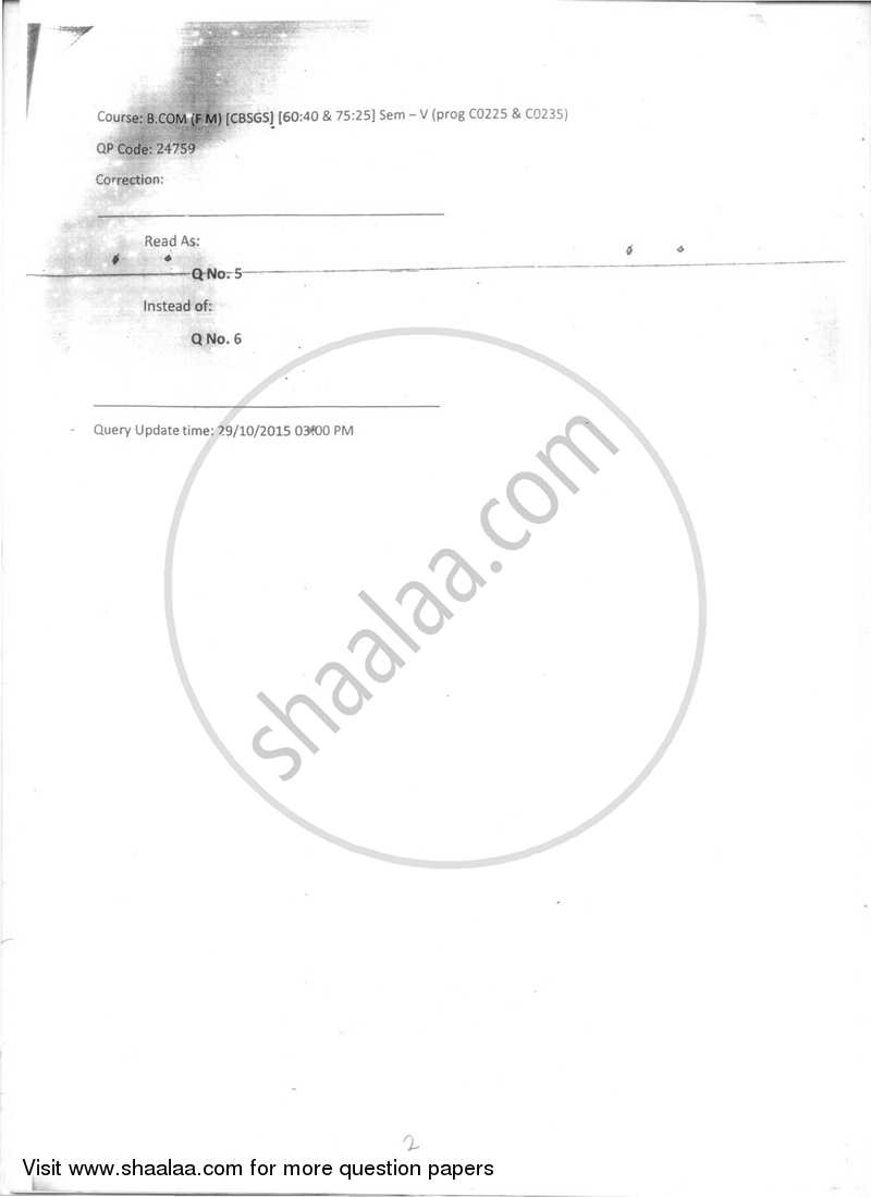 Insurance (Fund) Management 2015-2016 - B.Com. - Semester 5 (TYBFM) - University of Mumbai question paper with PDF download