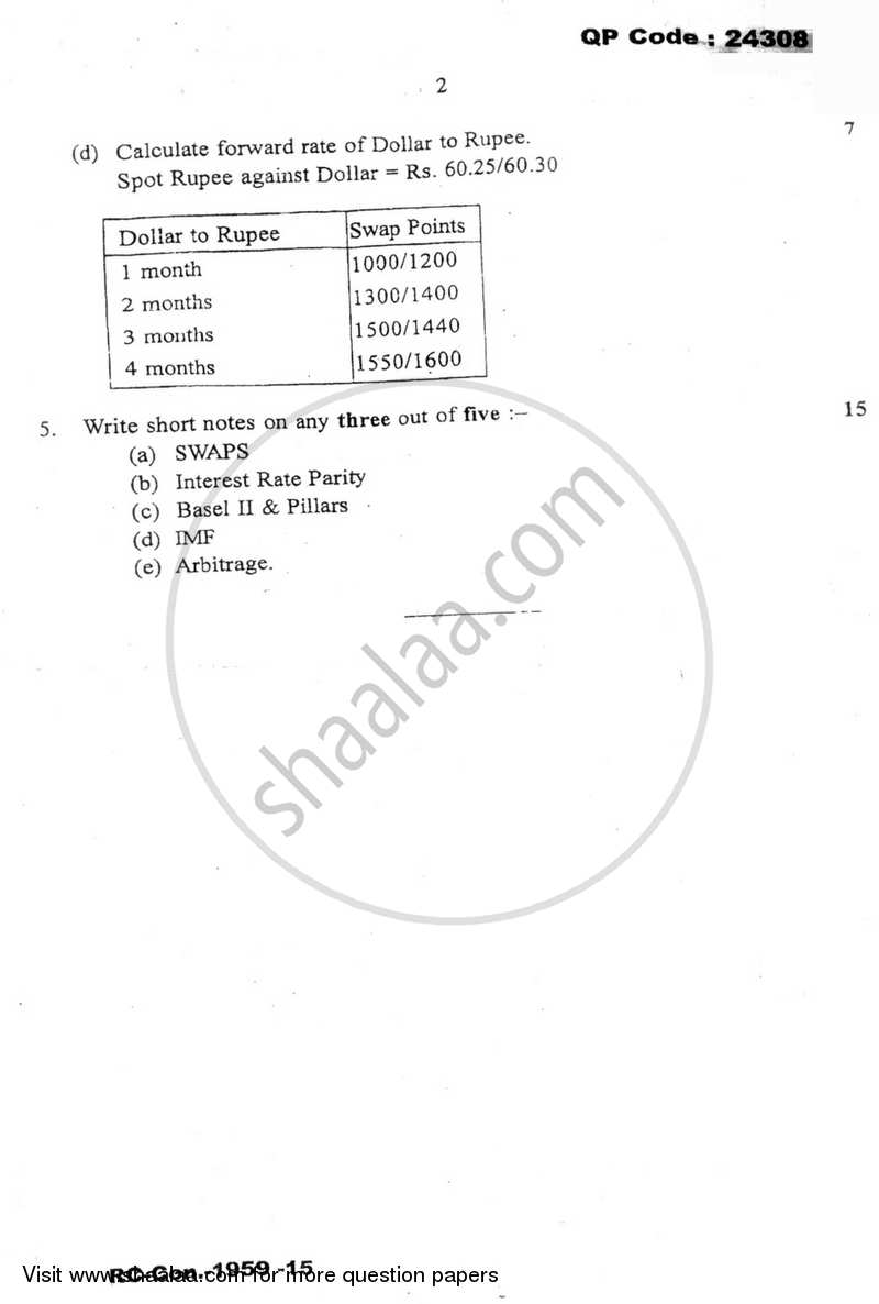 International Banking and Finance 2015-2016 - B.Com. - Semester 5 (TYBBI) - University of Mumbai question paper with PDF download