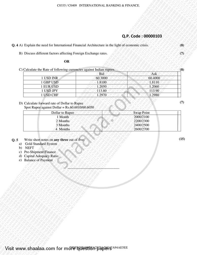 International Banking and Finance 2017-2018 - B.Com. - Semester 5 (TYBBI) - University of Mumbai question paper with PDF download