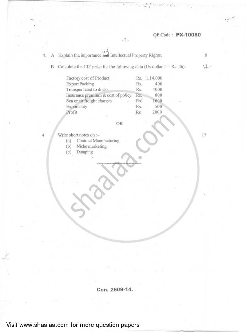 International Business 2013-2014 - B.Com. - Semester 6 (TYBBI) - University of Mumbai question paper with PDF download