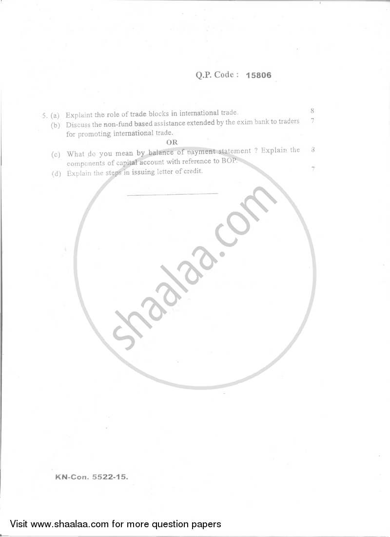 International Business 2014-2015 - B.Com. - Semester 6 (TYBBI) - University of Mumbai question paper with PDF download