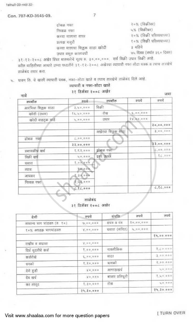 Introduction to Management Accounting and Introduction to Auditing (Financial Accounting and Auditing 5) 2008-2009 - B.Com. - 3rd Year (TYBcom) - University of Mumbai question paper with PDF download