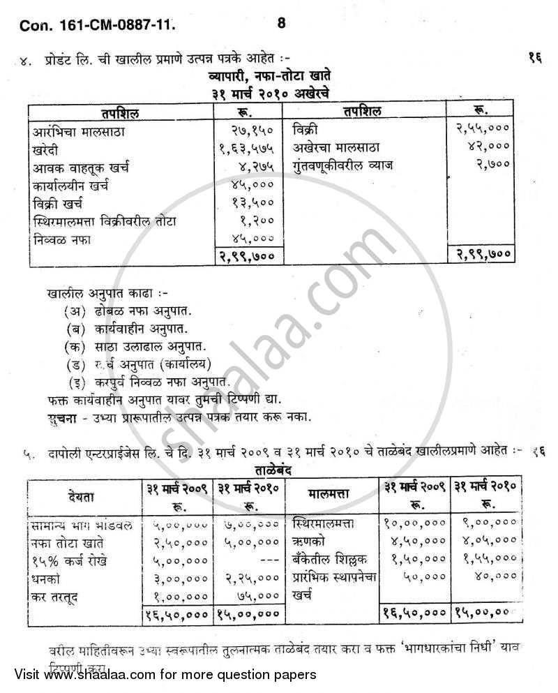 Introduction to Management Accounting and Introduction to Auditing (Financial Accounting and Auditing 5) 2010-2011 - B.Com. - 3rd Year (TYBcom) - University of Mumbai question paper with PDF download