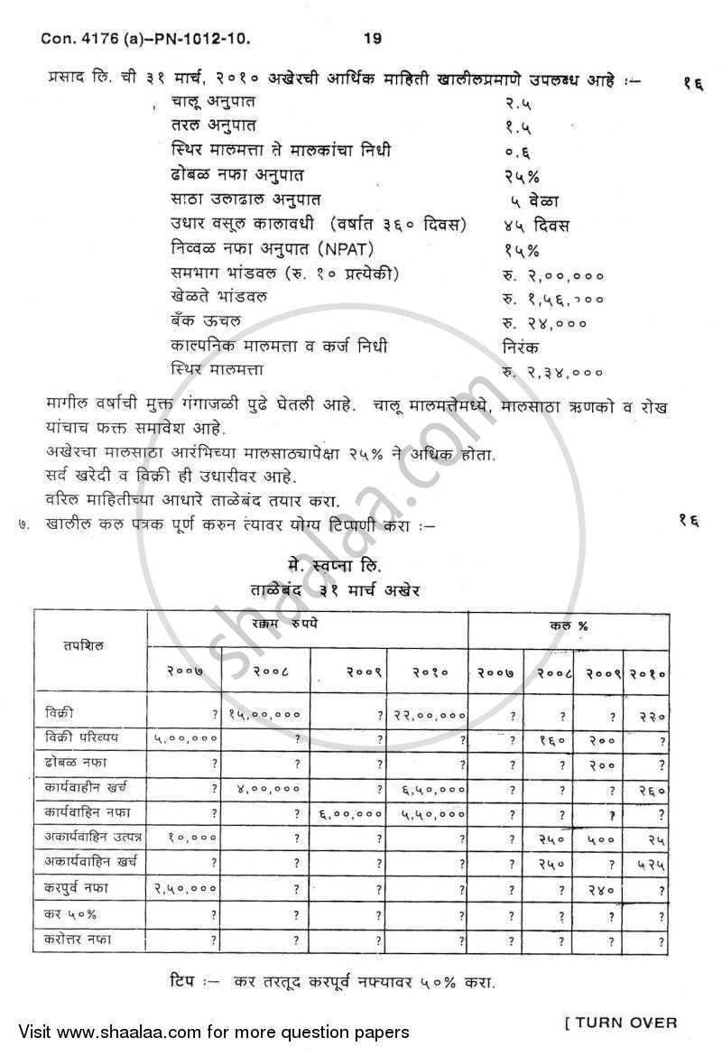 Introduction to Management Accounting and Introduction to Auditing (Financial Accounting and Auditing 5) 2010-2011 - B.Com. - 3rd Year (TYBcom) - University of Mumbai question paper with PDF download