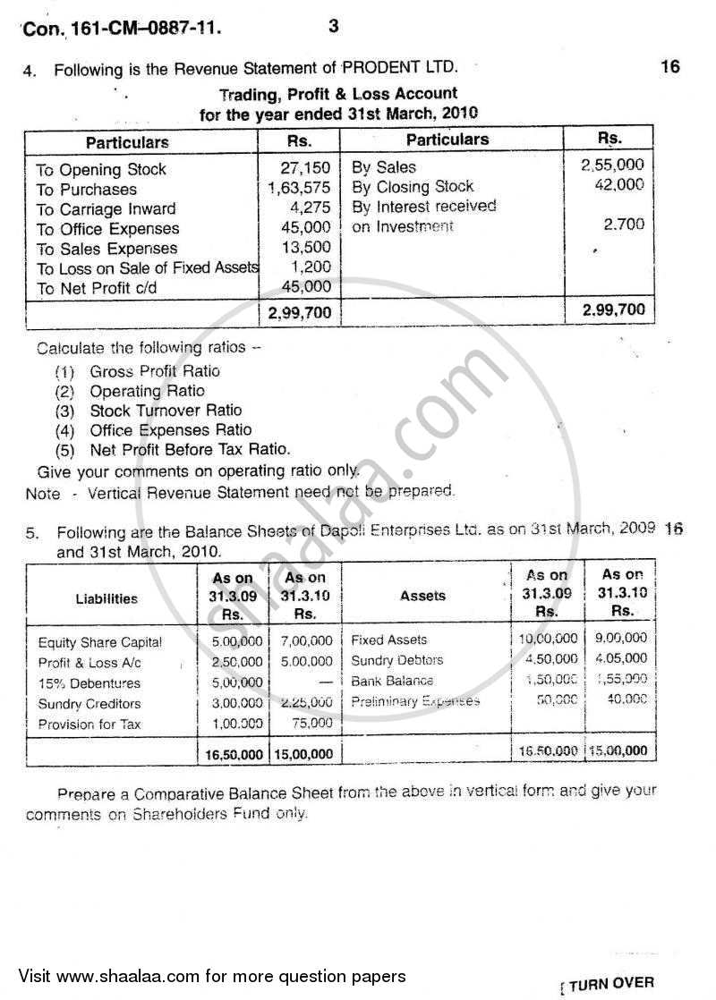 Introduction to Management Accounting and Introduction to Auditing (Financial Accounting and Auditing 5) 2010-2011 - B.Com. - 3rd Year (TYBcom) - University of Mumbai question paper with PDF download