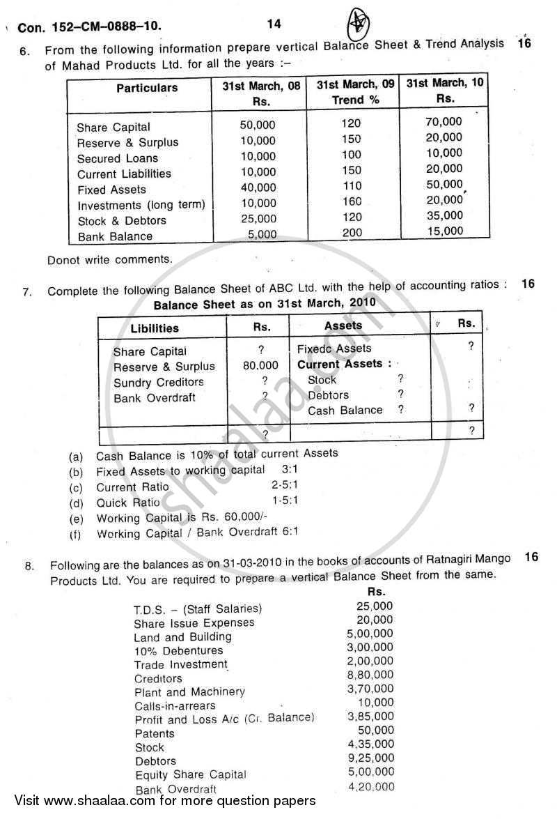 Introduction to Management Accounting and Introduction to Auditing (Financial Accounting and Auditing 5) 2010-2011 - B.Com. - 3rd Year (TYBcom) - University of Mumbai question paper with PDF download