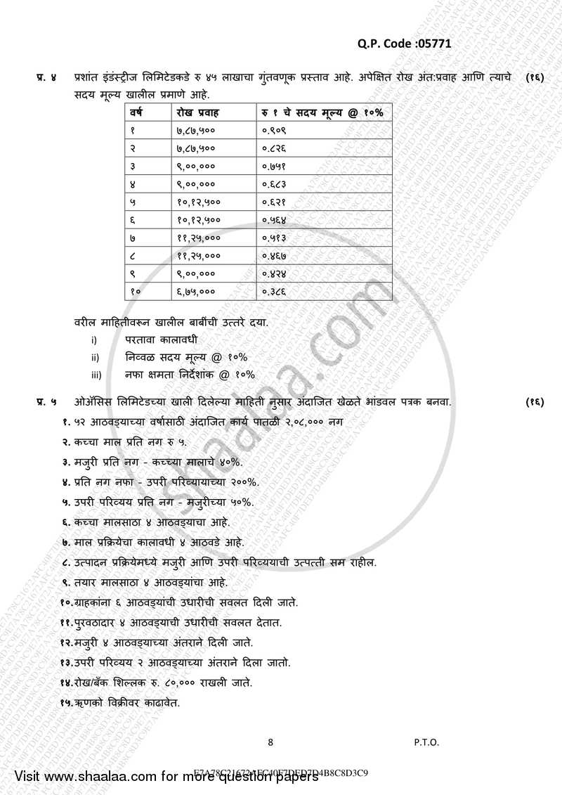 Introduction to Management Accounting and Introduction to Auditing (Financial Accounting and Auditing 5) 2016-2017 - B.Com. - 3rd Year (TYBcom) - University of Mumbai question paper with PDF download