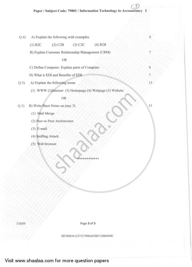 Information Technology in Accountancy 1 2018-2019 - B.Com. - Semester 3 (SYBAF) - University of Mumbai question paper with PDF download