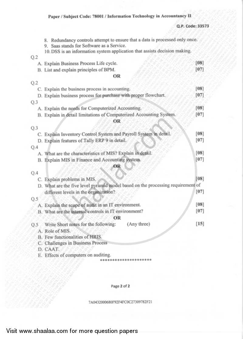 Information Technology in Accountancy 2 2018-2019 - B.Com. - Semester 4 (SYBAF) - University of Mumbai question paper with PDF download