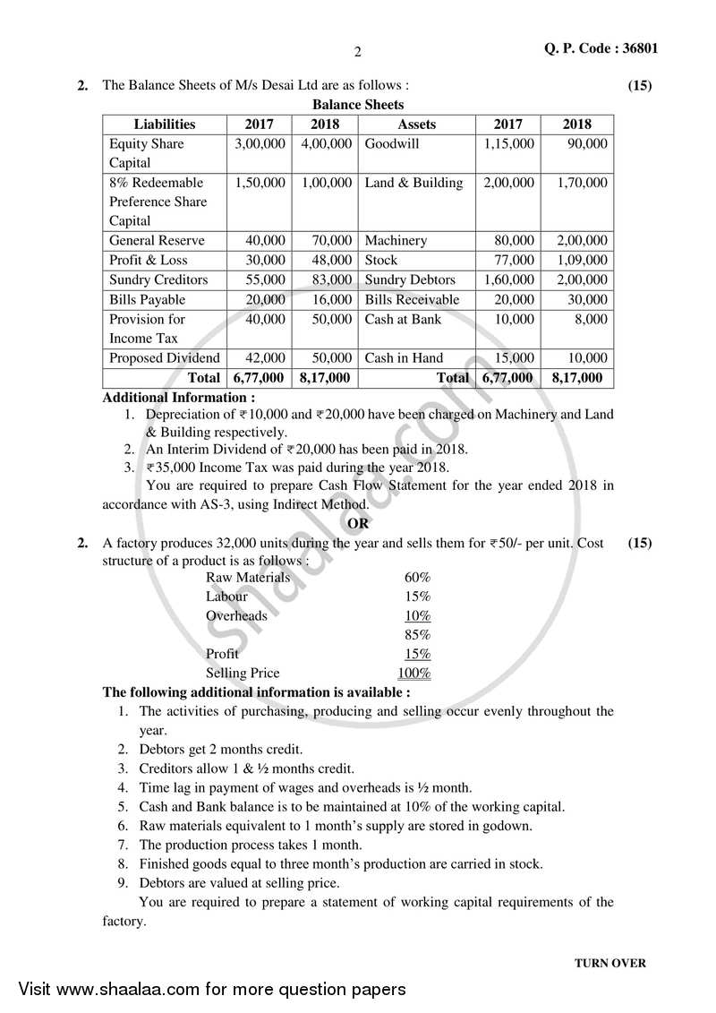 Management Accounting (Financial Accounting and Auditing 10) 2017-2018 - B.Com. - Semester 6 (TYBcom) - University of Mumbai question paper with PDF download