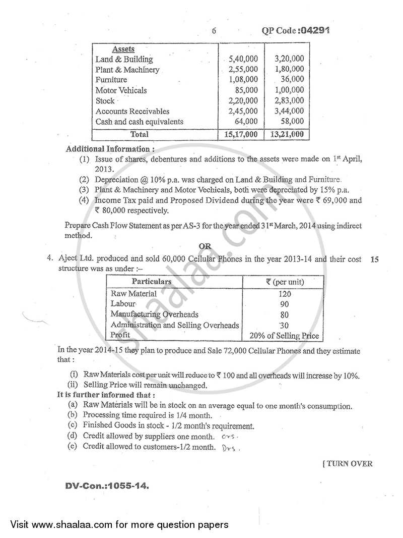 Management Accounting (Financial Accounting and Auditing 7) 2014-2015 - B.Com. - Semester 5 (TYBcom) - University of Mumbai question paper with PDF download