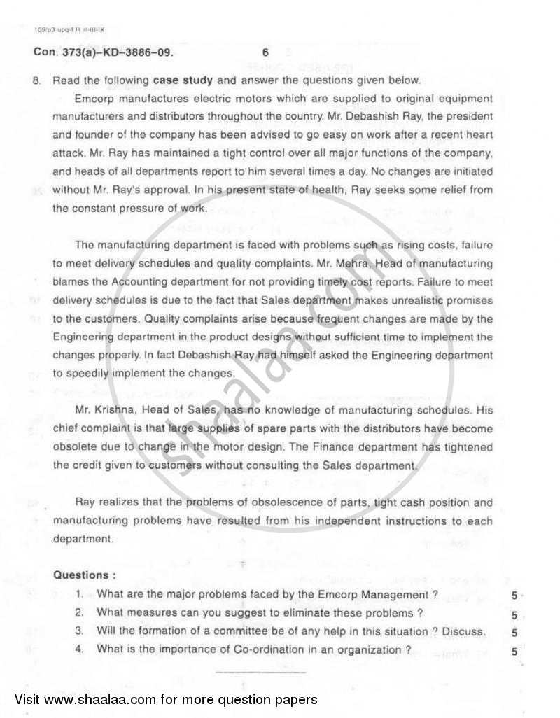 Management and Organizational Development 2008-2009 - B.Com. - 3rd Year (TYBcom) - University of Mumbai question paper with PDF download