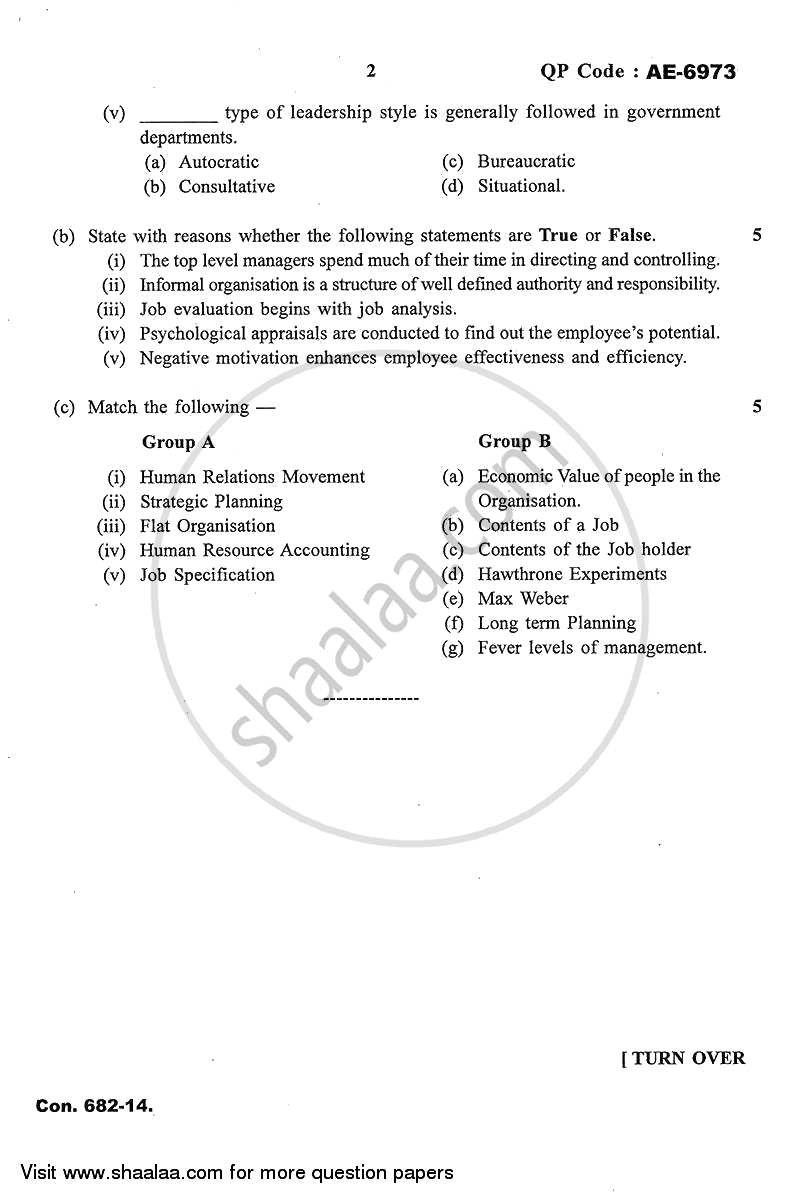 Management and Organizational Development 2013-2014 - B.Com. - 3rd Year (TYBcom) - University of Mumbai question paper with PDF download
