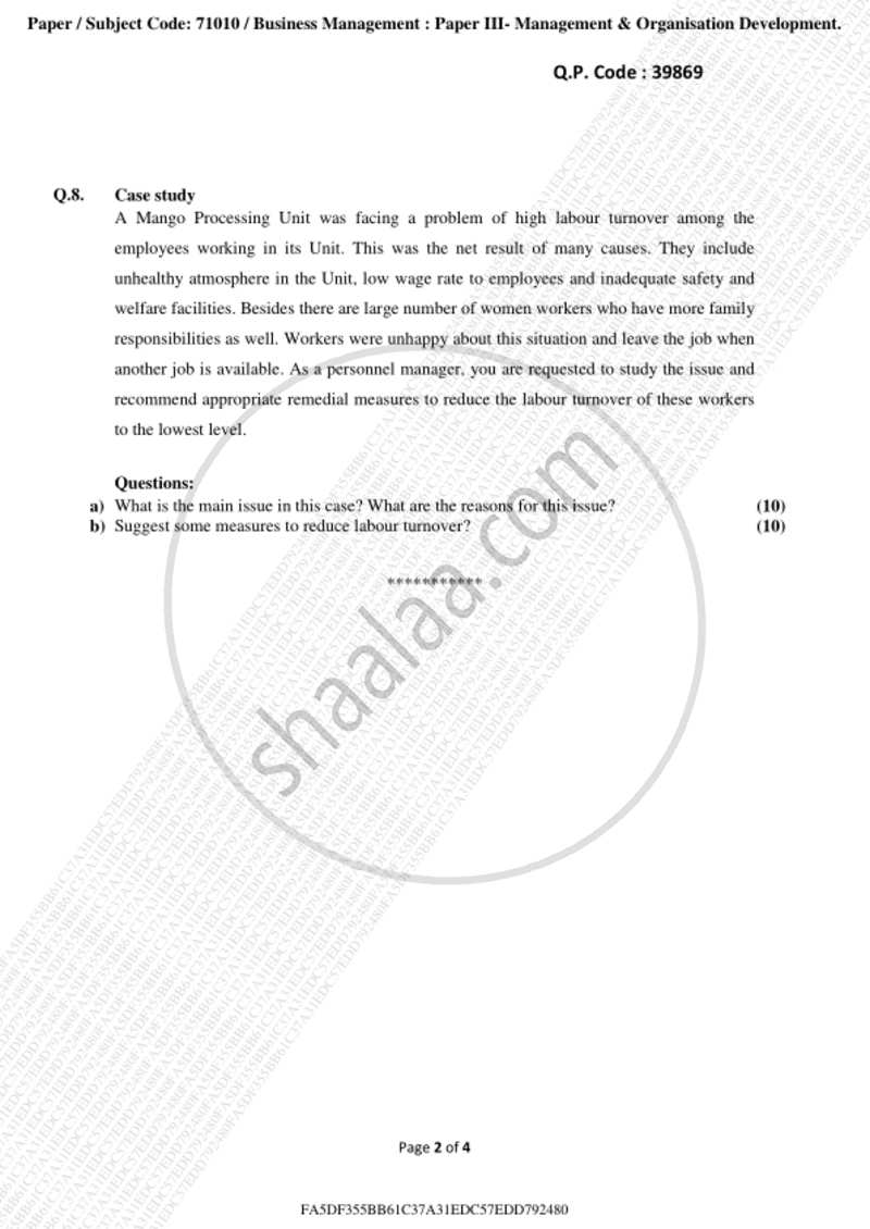 Management and Organizational Development 2018-2019 - B.Com. - 3rd Year (TYBcom) - University of Mumbai question paper with PDF download