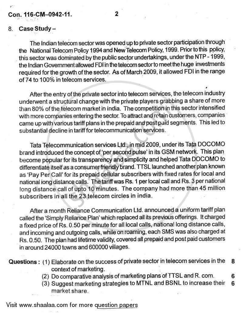 Marketing Management 2010-2011 - B.Com. - 3rd Year (TYBcom) - University of Mumbai question paper with PDF download