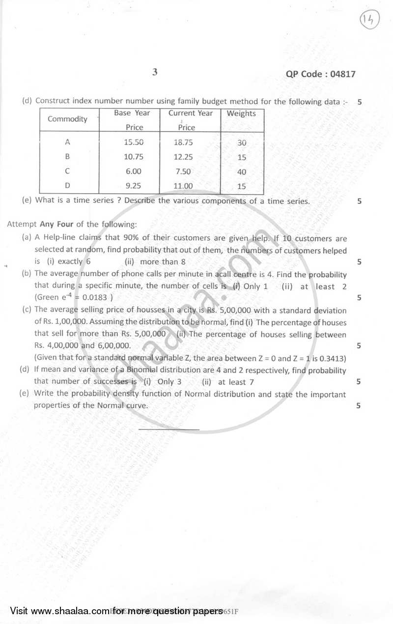 Mathematical and Statistical Techniques 2 2016-2017 - B.Com. - Semester 2 (FYBcom) - University of Mumbai question paper with PDF download