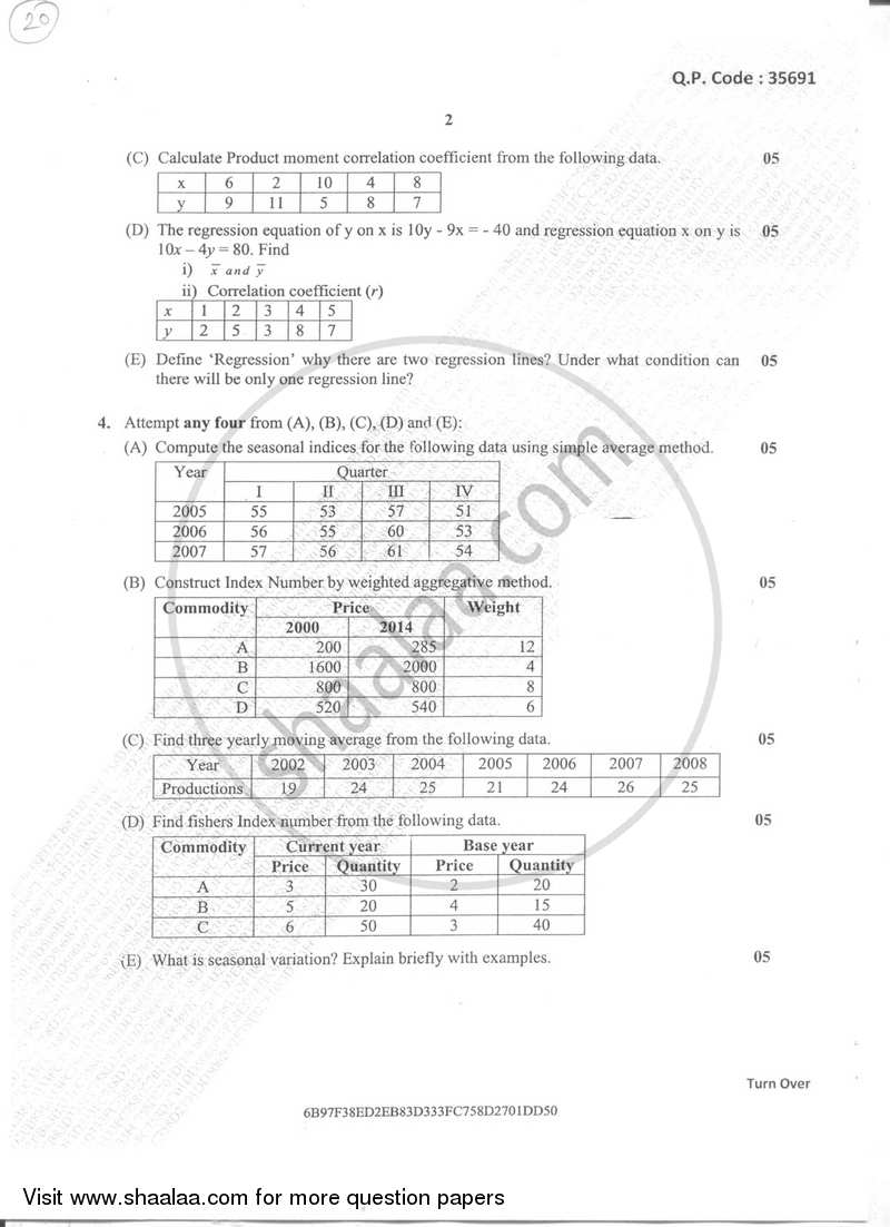 Mathematical and Statistical Techniques 2 2017-2018 - B.Com. - Semester 2 (FYBcom) - University of Mumbai question paper with PDF download