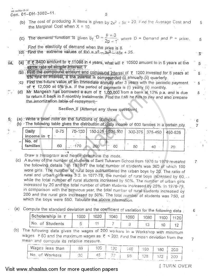 Mathematical and Statistical Techniques 2010-2011 - B.Com. - 1st Year (FYBcom) - University of Mumbai question paper with PDF download