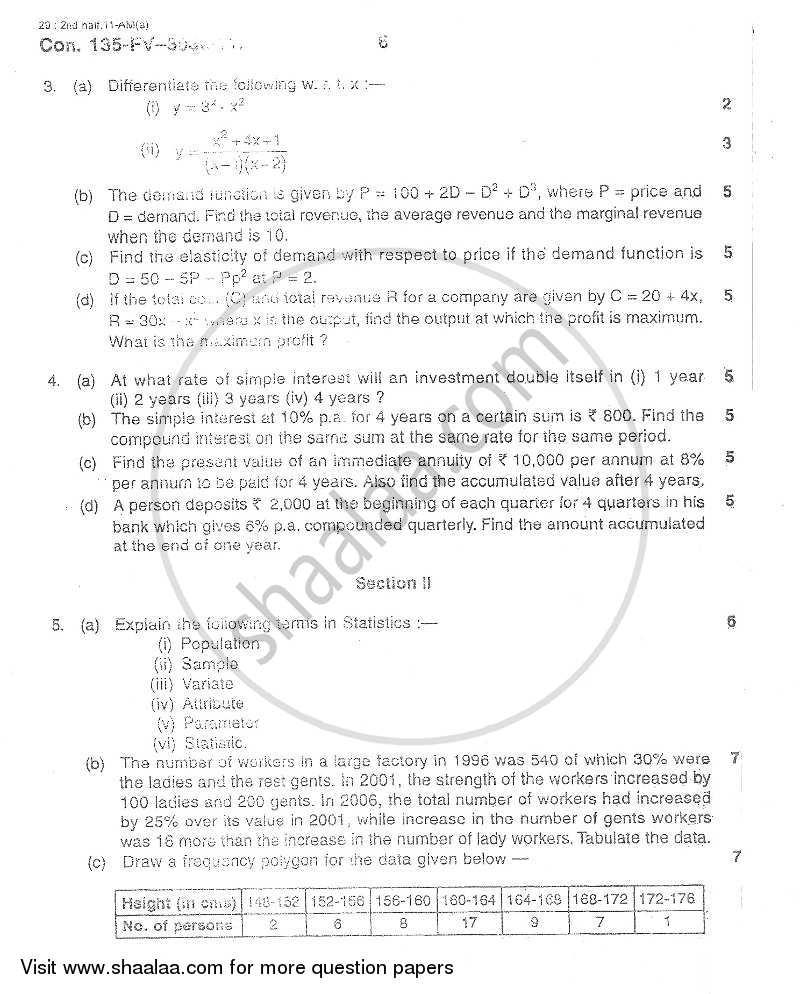 Mathematical and Statistical Techniques 2011-2012 - B.Com. - 1st Year (FYBcom) - University of Mumbai question paper with PDF download