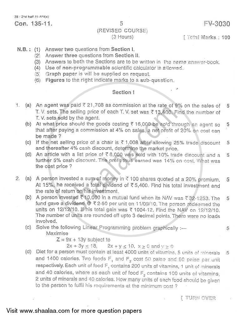 Mathematical and Statistical Techniques 2011-2012 - B.Com. - 1st Year (FYBcom) - University of Mumbai question paper with PDF download