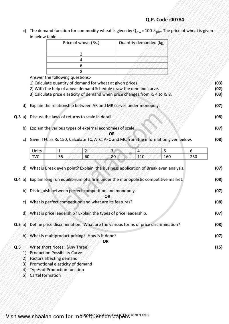 Micro‐Economics 2017-2018 - B.Com. - Semester 1 (FYBFM) - University of Mumbai question paper with PDF download