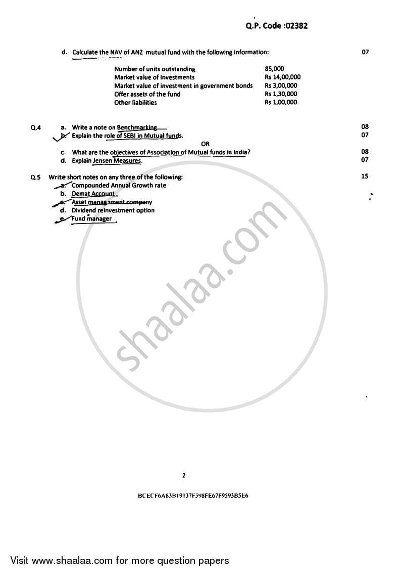 Mutual Fund Management 2016-2017 - B.Com. - Semester 6 (TYBFM) - University of Mumbai question paper with PDF download