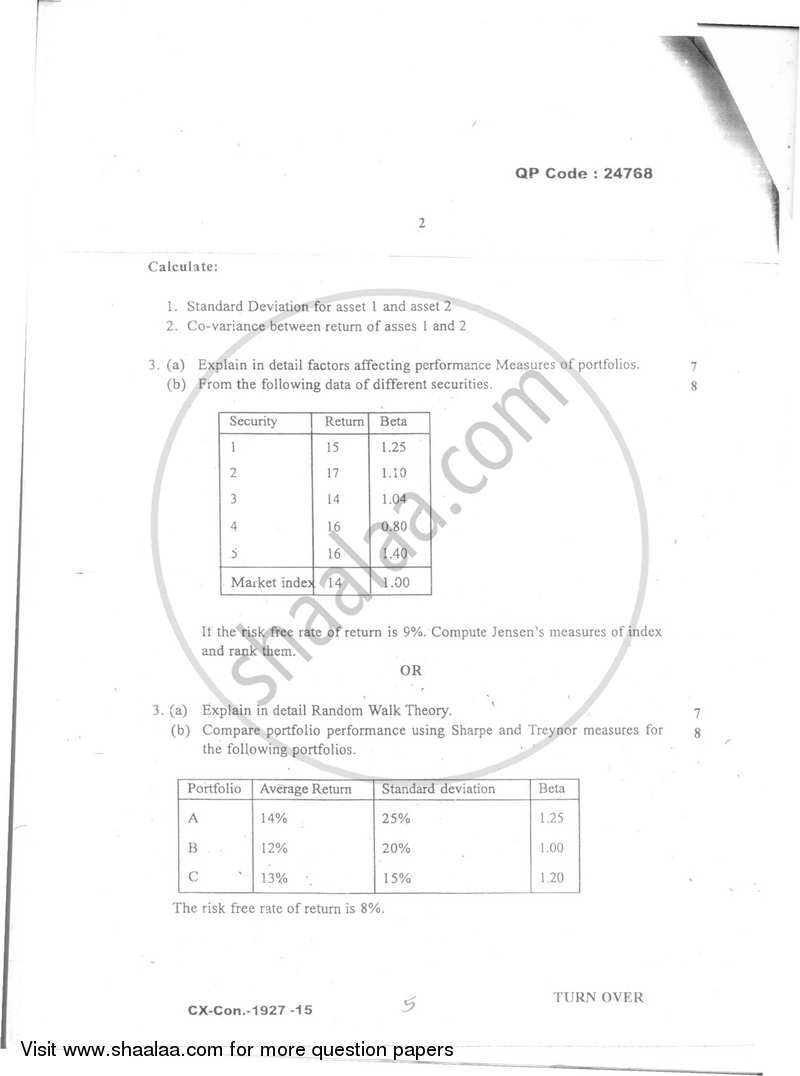 Portfolio Management 2015-2016 - B.Com. - Semester 5 (TYBFM) - University of Mumbai question paper with PDF download