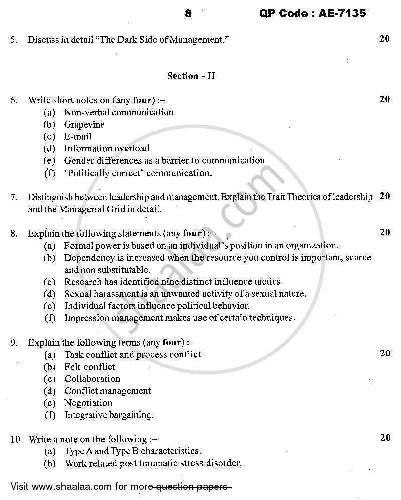 Psychology for Human Behaviour at Work 2013-2014 - B.Com. - 3rd Year (TYBcom) - University of Mumbai question paper with PDF download